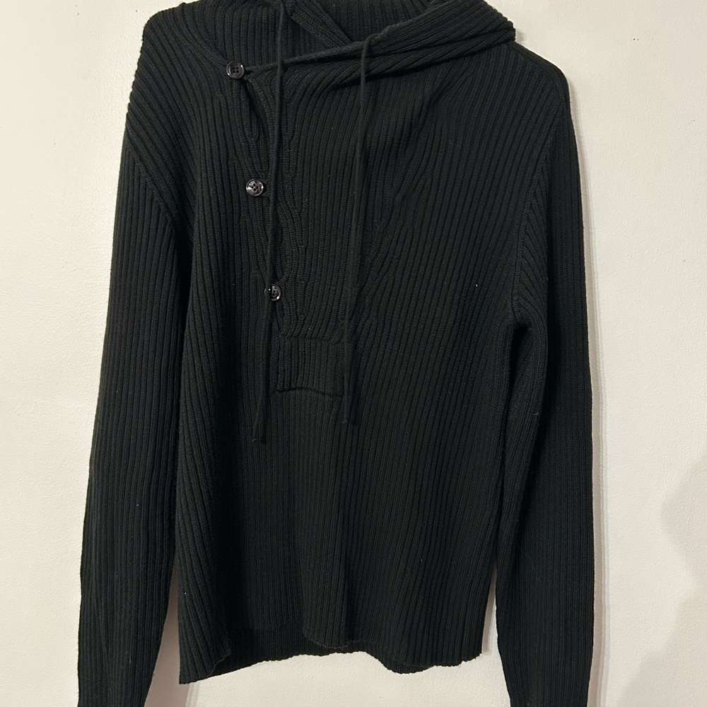 Nanibon men’s hooded Black Sweater with Button Detail.